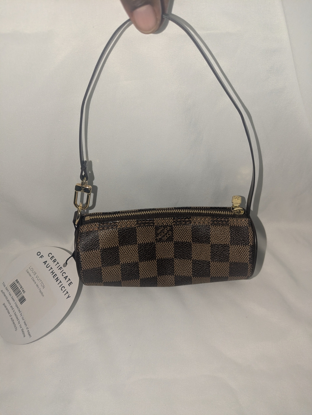 Louis Vuitton Damier Mini Papillon Wristlet with Gold Hardware